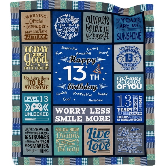 DAJU 13 Year Old Boy Birthday Gift 13th Birthday Gifts for Boys Birthday Gifts for 13 Year Old Boys Gifts for 13 Year Old Boys 13th Birthday Decorations for Boys Throw Blanket(40*50inch)