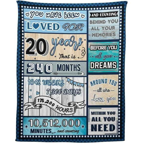 DAJU 18 Year Old Boy Birthday Gift Super Soft and Warm Happy Birthday Blanket Digital Heartwarming Sentences Creative Design Ideal Gifts for 18th(50*60inch)