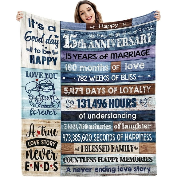 DAJU 5 Years Anniversary Wedding Gifts for Him Her 5th Wedding Wood Anniversary Blanket Gifts for Couple Boyfriend Best Anniversary Marriage Gift for Wife Husband Custom Blanket(30*40inch)