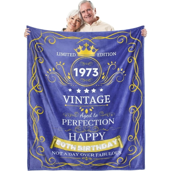 DAJU 50th Birthday Gifts for Men Women Happy 50 Year Old Gifts Friendship Unique Turning 50 Bday Gift Idea for Best Friend Dad Husband 50th Birthday Decorations Present for Him Throw Blanket
