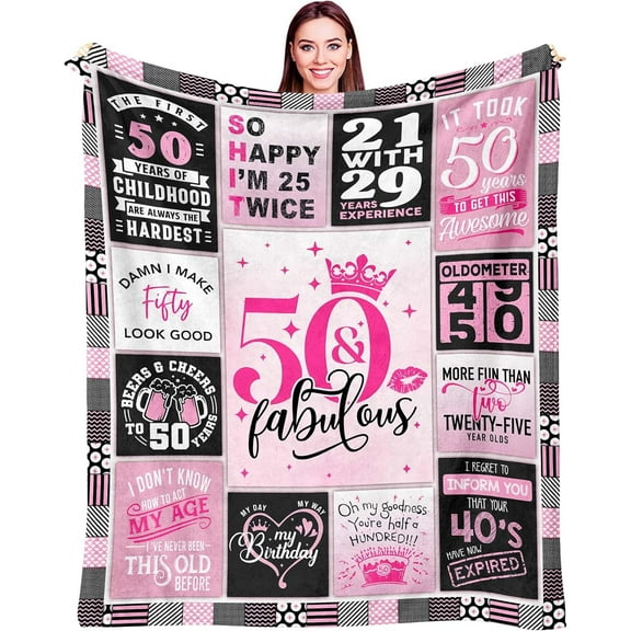 DAJU 50th Birthday Gifts for Women Funny Gifts for Women Turning 50 Birthday Gifts Throw Blanket 50 Birthday Gift Ideas Fifty Birthday Decorations for Woman(40*50inch)