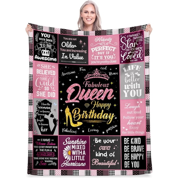 DAJU 50th Birthday Gifts for Women Unique Happy Birthday Fleece Throw Blanket Funny 50 Years Old Birthday Decorations Gifts Best 50th Birthday Gfit Ideas for Mom Wife Sister Friends(50*60inch)