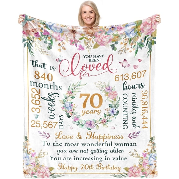 DAJU 70th Birthday Gifts for Women 70th Birthday Decorations for Women 70th Birthday Gift Ideas Happy 70th Birthday Decorations for Her Wife Sister Friend Soft Throw Blanket(30*40inch)