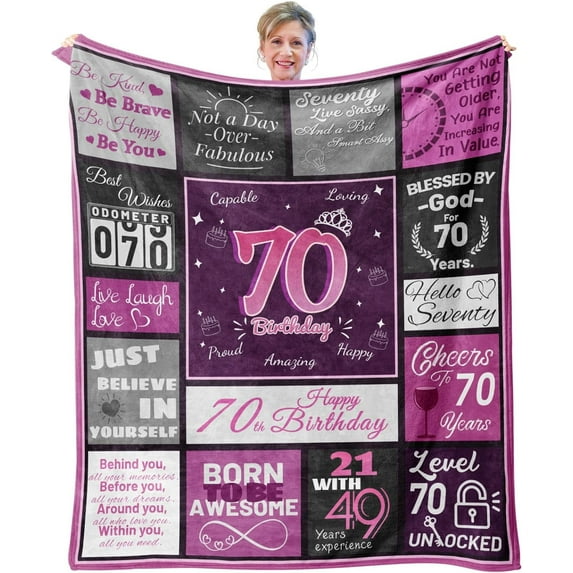 DAJU 70th Birthday Gifts for Women 70th Birthday Gift Ideas Best Gifts for 70 Year Old Throw Blanket(50*60inch)