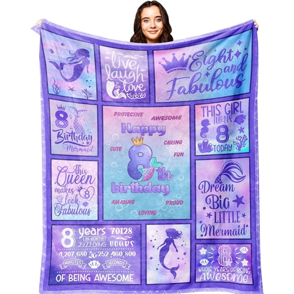 DAJU 8 Year Old Girl Birthday Gift 8 Year Old Girl Gifts Gift for 8 Year Old Girl Blanket Girls Birthday Gifts Age 8 Gifts for 8 + Year Old Girls 8th Birthday Decorations for Girls(60*80inch)