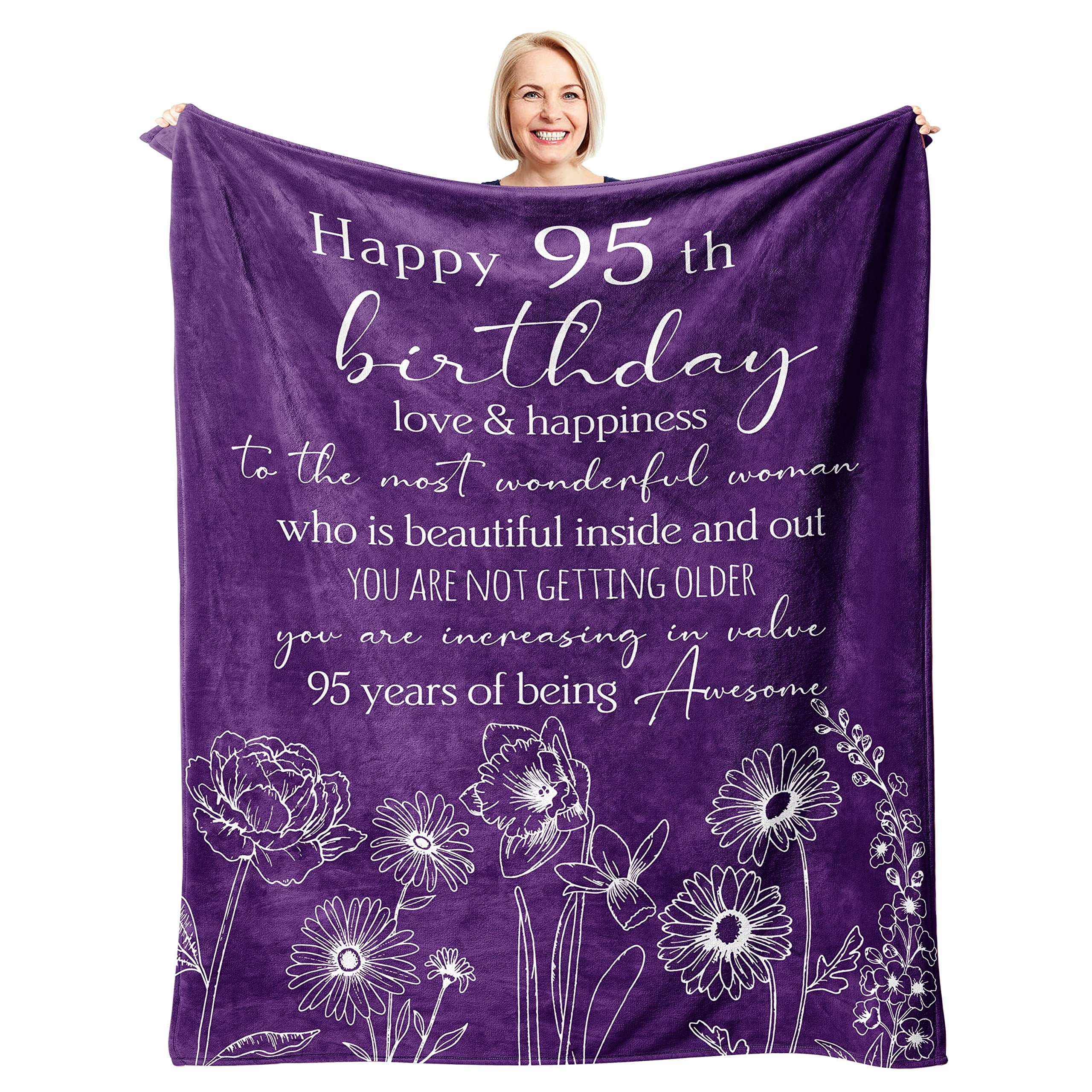 DAJU 95th Birthday Gifts for Women Decorations Blanket 95 Year Old ...