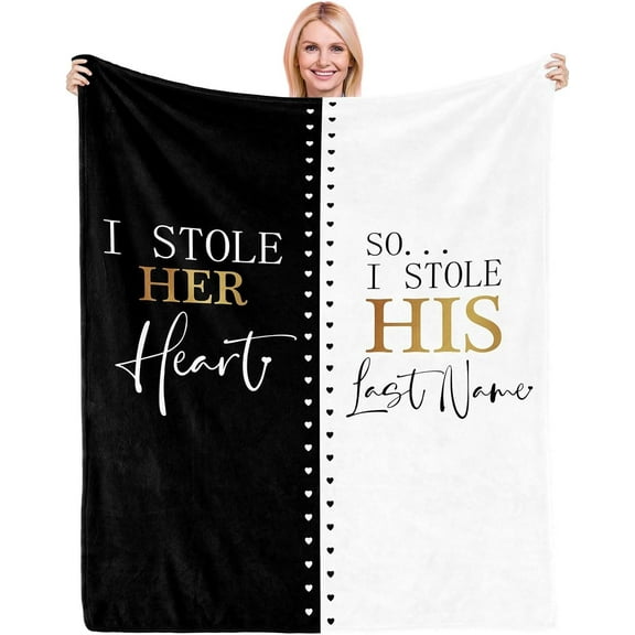 DAJU Anniversary Wedding Gifts for Couples Wife Engagement Newlywed Gift I Stole Her Heart Date Honeymoon Throw Blanket Inspiring Marriage Gift Ideas Bridal Shower Gifts for Bride Groom(50*60inch)