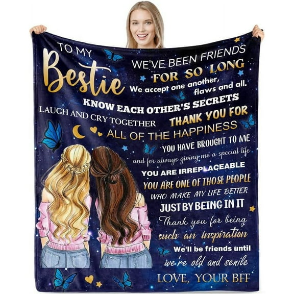 DAJU Best Friend Blanket Bestie Gifts for Women for Women Flannel Fleece Throw Blanket Gifts for Sister Girls Women Friendship Gifts for Best Friend Birthday Gift(60*80inch)