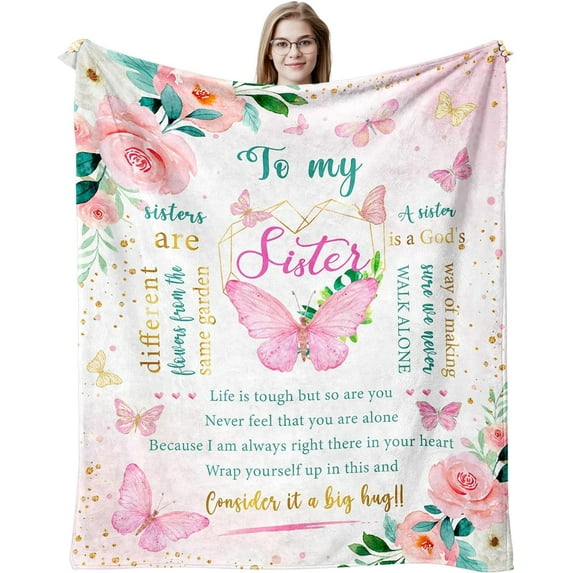 DAJU Birthday Gifts for Sister Sisters Gifts from Sister Birthday Gifts for Sister from Brother Sister Birthday Gift Ideas Gifts for Adult Sister Blanket(60*80inch)