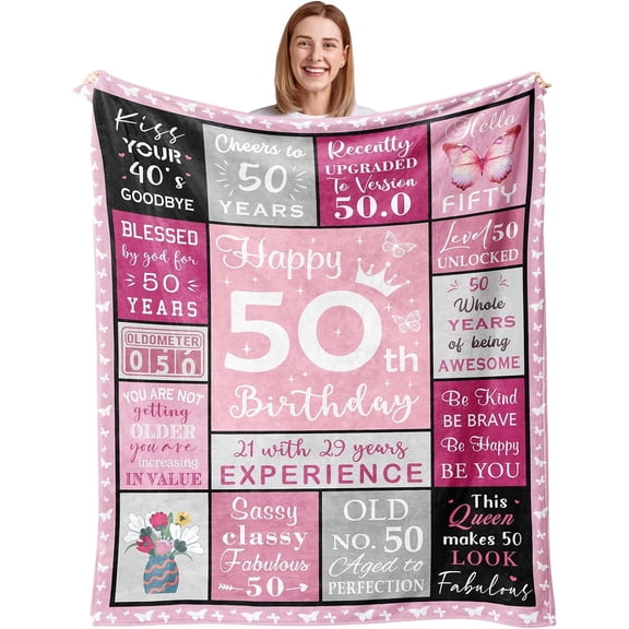 DAJU Birthday Gifts for Women Girls Happy Birthday Blanket Unique Birthday Throw Blankets Birthday Present Gifts for Her Friend Mom Femal Sister Grandma Wife(50*60inch)