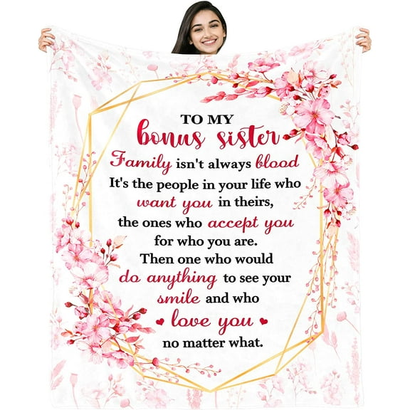 DAJU Bonus Sister Gifts from Sister Bonus Sister Blanket Gifts for Sister in Law Sister in Law Birthday Gifts to My Bonus Sister Throw Blanket Birthday Gifts Ultra(60*80inch)