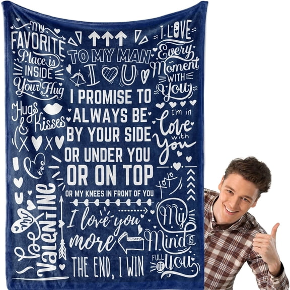 DAJU Boyfriend Gifts Boyfriend Blanket Funny Flannel Blanket for Boyfriend Soft Throw Blanket for Him BF Man Loverses Blue(50*60inch)