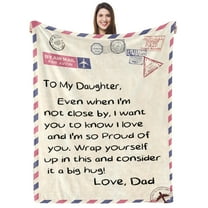 DAJU Daughter letter Gifts To My Daughter Blanket from Dad Valentines Birthday Gifts for Daughter Adult Fleece Blanket(30*40inch)