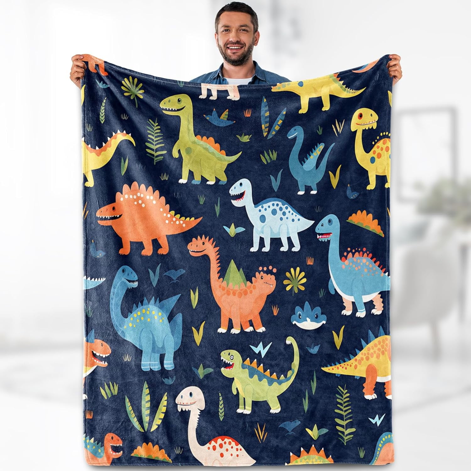 DAJU Dinosaur Gifts Blanket for Boys Girls Dino Themed Throw Birthday Christmas Valentine's Day Easter Presents Decor Toys for Kids Men Adults Child Teen Soft Lightweight Blanket(50*60inch)