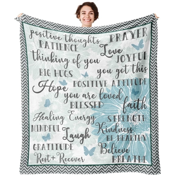 DAJU Get Well Soon Gifts for Women Breast Cancer Survivor Grief Gifts After Surgery Recovery Throw Blanket White(50*60inch)