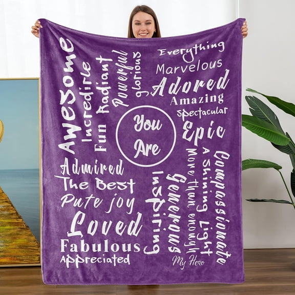 DAJU Get Well Soon Gifts for Women Mothers Day Birthday Gift for Friend You are Awesome Purple Blanket Throw Inspirational Gifts for Women(50*60inch)