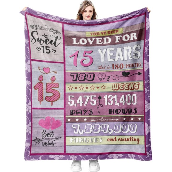 DAJU Gifts for 15 Year Old Girls for 15 Year Old Girls 15 Quinceanera Gifts Birthday Gifts for 15 Year Old Girl 15 Year Old Girl Gift Ideas 15th Birthday Gifts for Teen Girls(40*50inch)