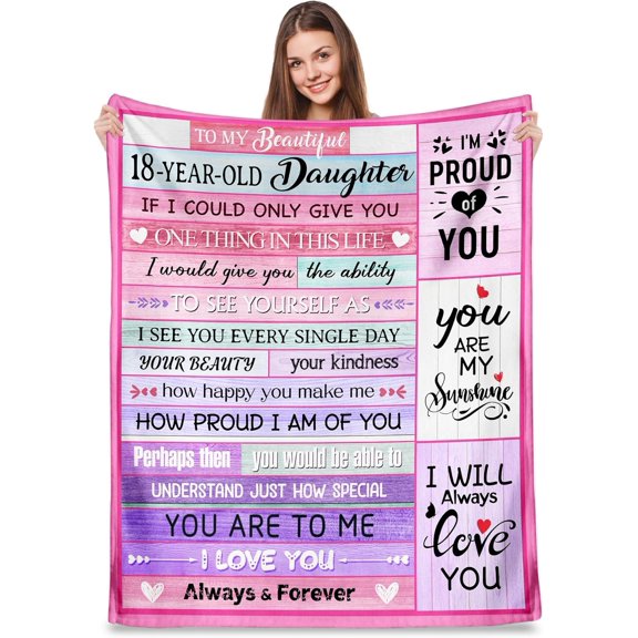 DAJU Gifts for 18 Year Old Daughter 18th Birthday Gifts Blanket for Daughter Happy 18th Birthday Decorations for Daughter 18th Daughter Christmas Throw Blanket(40*50inch)