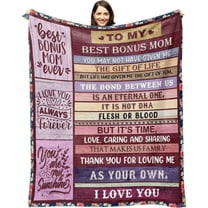 DAJU Gifts for Bonus Mom from Daughter Bonus Mom Birthday Gifts from Son Best Bonus Mom Blanket Mothers Day Christmas Bday Presents for Mother in Law Bonus Mom Throw Blanket(30*40inch)