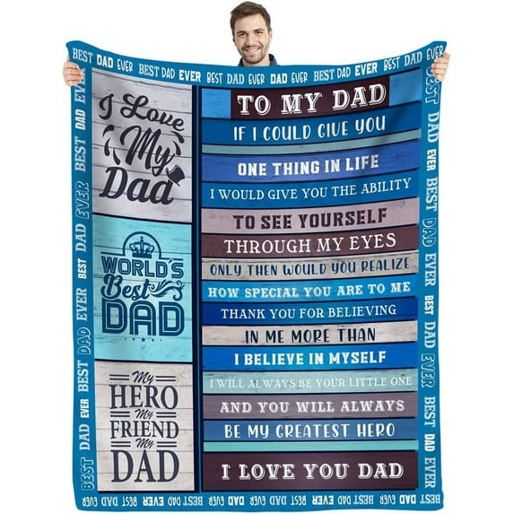 DAJU Gifts for Dad from Son Dad Birthday Gifts from Daughter World's Best Dad Blanket for My Dad with Many Great Words Thanksgiving Father's Day Christmas Bday Presents for Dad Throw Blanket