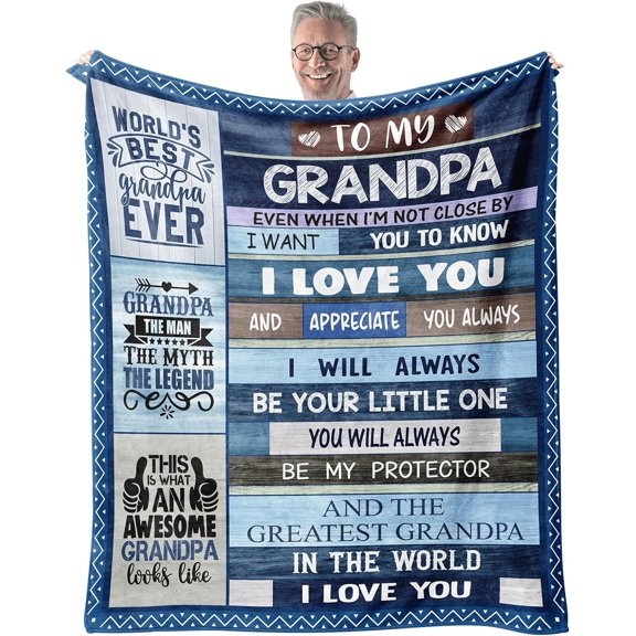 DAJU Grandpa Blanket Gifts for Fathers Day for Grandpa Gift from Granddaughter Grandpa Gift from Grandson Best Grandpa Ever Blanket for Sofa Birthday for Grandpa(30*40inch)