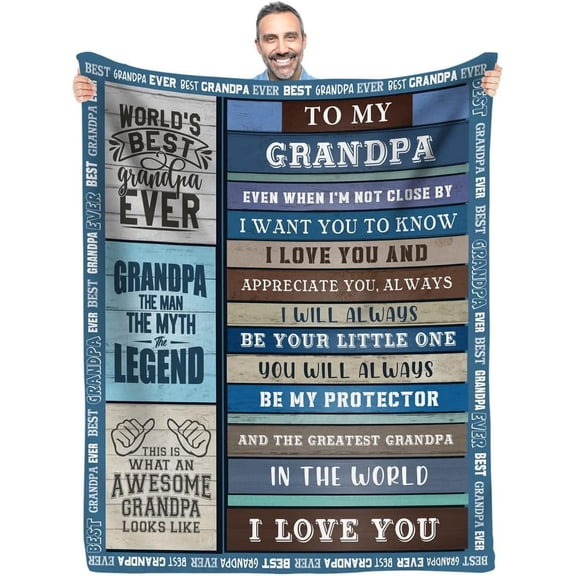 DAJU Grandpa from Granddaughter Birthday Gifts for Grandpa Who Wants Nothing to My Grandpa Soft Throw Vivid Color Blanket Christmas Bday Present for Father from Grandson(50*60inch)