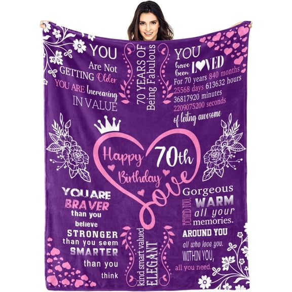 DAJU Happy 60th Birthday Gifts Blanket for Women Her Wife Sister Mom Friends Grandmother Coworker Boss 60th Birthday Blankets Throw 60th Birthday Gift Ideas Gifts for 60th Birthday(60*80inch)