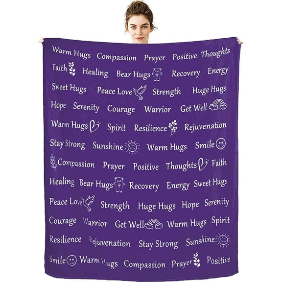 DAJU Healing Blanket Get Well Soon Gifts Teal Compassion Blankets Sympathy Prayer Warm Hugs Courage Sunshine Throw Blankets Soft Cozy Blanket(50*60inch)