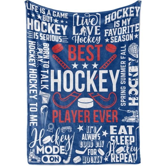 DAJU Hockey Gifts for Boys Men Bed Flannel Blankets Throws for Christmas Hockey Gifts for Boys 8 12 Black Straight Outta The Penalty Box(60*80inch)