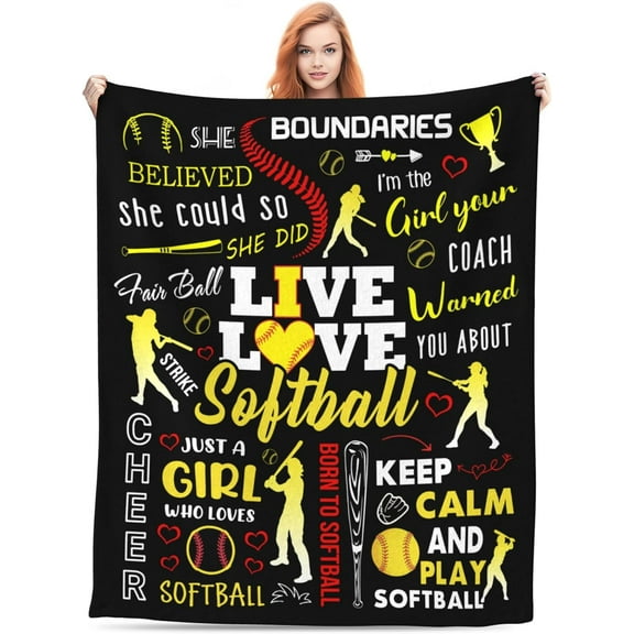 DAJU Ive Love Softball Home Blanket Anti Static Nap Blanket Luxury Velvet Fleece Blanket Thermal Throw Sleeping Blankets for Sofa Bed Couch(60*80inch)