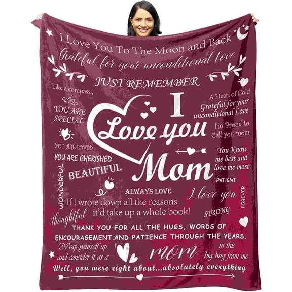 DAJU Mom Blankets from Daughter My Amazing Mom Blanket for Mother with Many Moved Words Thanksgiving Christmas Bday Mothers Day Presents for Mom Throw Blanket(60*80inch)