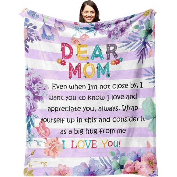 DAJU Mom Blankets from Daughter My Amazing Mom Blanket for Mother with Many Moved Words Thanksgiving Christmas Bday Mothers Day Presents for Mom Throw Blanket(60*80inch)