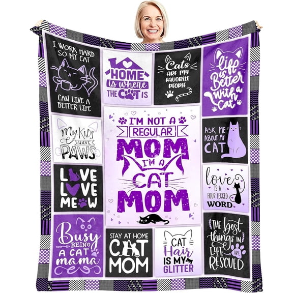 DAJU Mothers Day Cat Mom Gifts for Women Cat Gifts for Cat Lovers Cat Lover Gift for Women Girls Crazy Cat Lady Gifts for Women Gift for Cat Lover for Birthday Cat Owner Gifts Throw Blankets