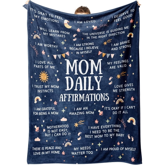 DAJU New Mom Gifts Mom Daily Affirmations for Postpartum Postpartum Gifts for Mom Warm Blanket Gifts for New Mom After Birth(30*40inch)