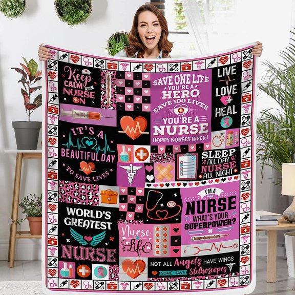 DAJU Nurse Gifts Nurses Week Gifts Nurse Appreciation Gifts Throw Blanket Gifts for Nurses Women School Nurse On Nurse Day Doctors Day Graduation Birthday Gift Soft Blanket(40*50inch)