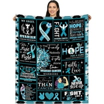 DAJU Ovarian Cancer Gifts for Women Ovarian Cancer Awareness Throw Blanket for Women Gifts for Ovarian Cancer Survivor Mothers Day Blanket Gifts for Ovarian Cancer Patients Teal Blanket(50*60inch)