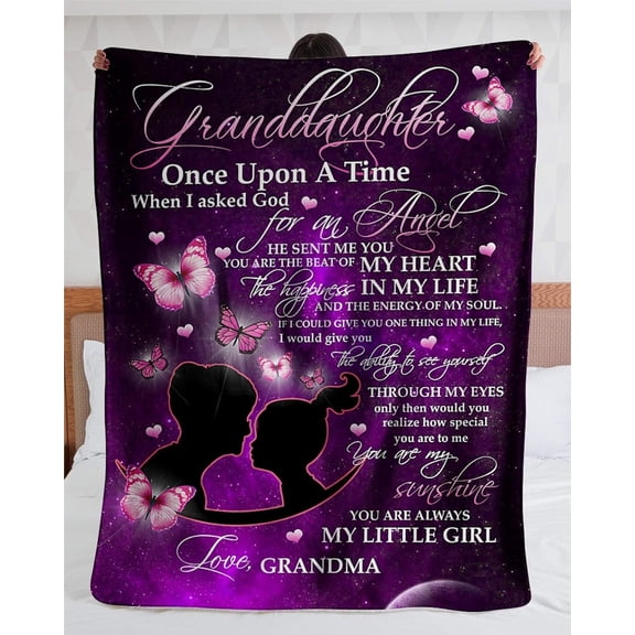 DAJU Personalized to My Granddaughter Love from Grandma Fleece Blankets Gifts for Granddaughter Cozy Plush Fleece Blanket Gift Ideas for Loved Ones(30*40inch)