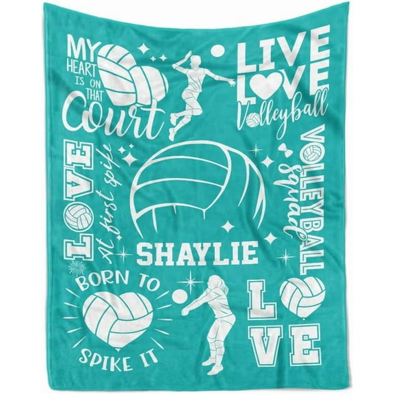 DAJU Personalized Volleyball Blankets for Teen Girls Volleyball Senior Night Gifts Custom Volleyball Throw Blanket with Name and Number Volleyball for Teen Girls Boys(30*40inch)