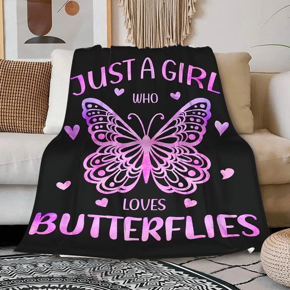 DAJU Pink Ultra Soft Flannel Fleece Couch Throw Butterfly Gifts for Women Girls(60*80inch)