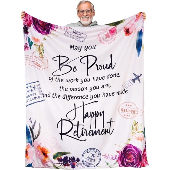 DAJU Retirement Gifts for Men and Women Coworker Retirement Throw Blanket Retired Gift for Wife Husband Teachers Nurses Mom Dad Grandpa Grandma Friend Farewell Gifts for Coworkers Boss(60*80inch)