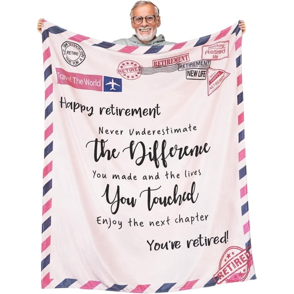 DAJU Retirement Gifts for Women Coworker Retirement Throw Blanket Retired Gift for Men Happy Retirement Gifts for Teacher Nurse Mom Grandma Friend Farewell Gifts for Coworkers Boss(60*80inch)