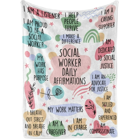 DAJU Social Worker Throw Blanket Unique Social Work Month Appreciation Graduation Gifts for BSW MSW DSW(40*50inch)