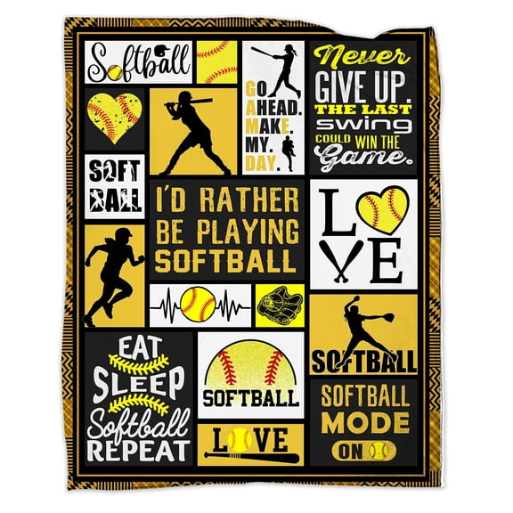 DAJU Softball Blanket Gift Boy Girl Men Women Warm and Comfortable Fleece Blanket All Season(60*80inch)