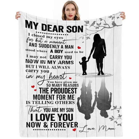 DAJU Son Gifts from Mom Fathers Day Birthday Christmas Valentines Day Gifts for Son Love You Son Gifts Graduation Fleece Blanket(60*80inch)