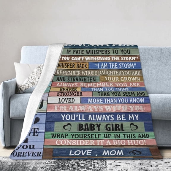 DAJU To My Daughter Throw Blanket Soft Fuzzy Fleece Blanket For Couch Bed Living Room Decoration(60*80inch)