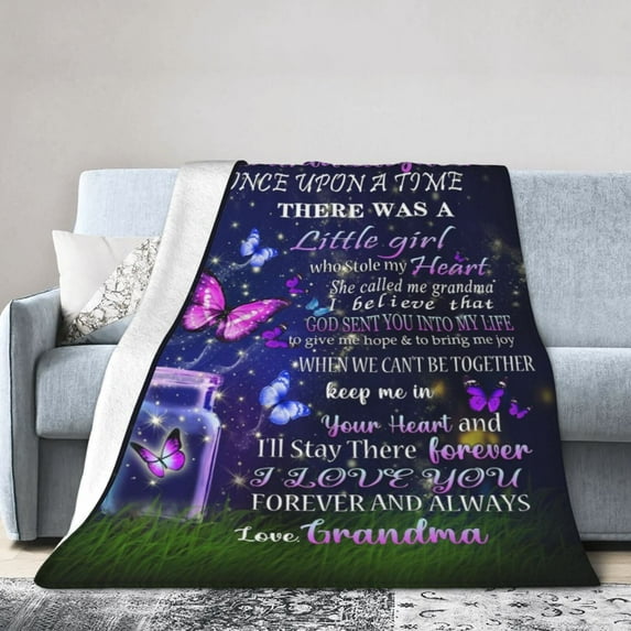 DAJU To My Granddaughter Throw Blanket Soft Fuzzy Fleece Blanket For Couch Bed Living Room Decoration(60*80inch)