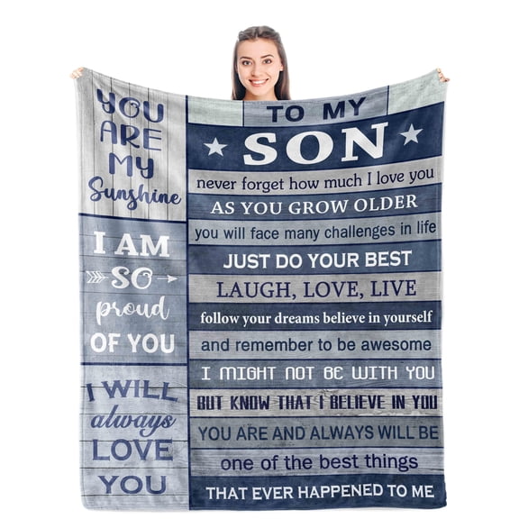 DAJU To My Son Blanket Gifts from Mom Dad Adult Son Gift Ideas Birthday Gift Wedding Graduation Gifts Fleece Blanket(60*80inch)
