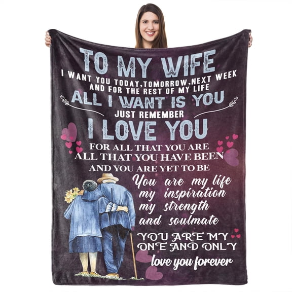 DAJU Valentines Gifts for Wife Birthday Gift Ideas Wedding Anniversary Romantic Gifts for Wife from Husband Fleece Blanket(60*80inch)