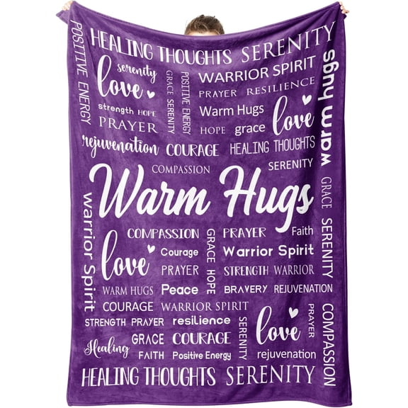 DAJU Warm Hugs Healing Blanket Purple Get Well Gifts for Women After Surgery Breast Cancer Gifts for Women Friends Inspirational Blanket Soft Comfort Throw Blankets(30*40inch)