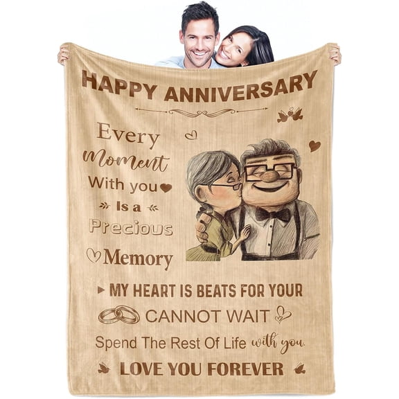 DAJU Wedding Anniversary Couples Gifts Blanket Flannel Soft and Comfortable Anti static Bed Sofa Blanket(50*60inch)